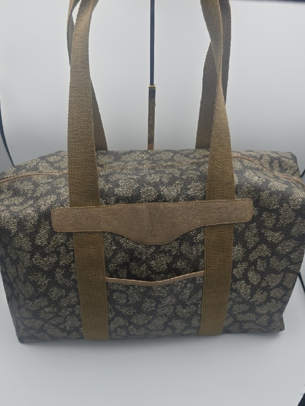 Yves Saint Laurent Vintage Tan & Gray Giraffe Patterned Large Weekender (EUC)🦒✨ - Picture 9 of 15